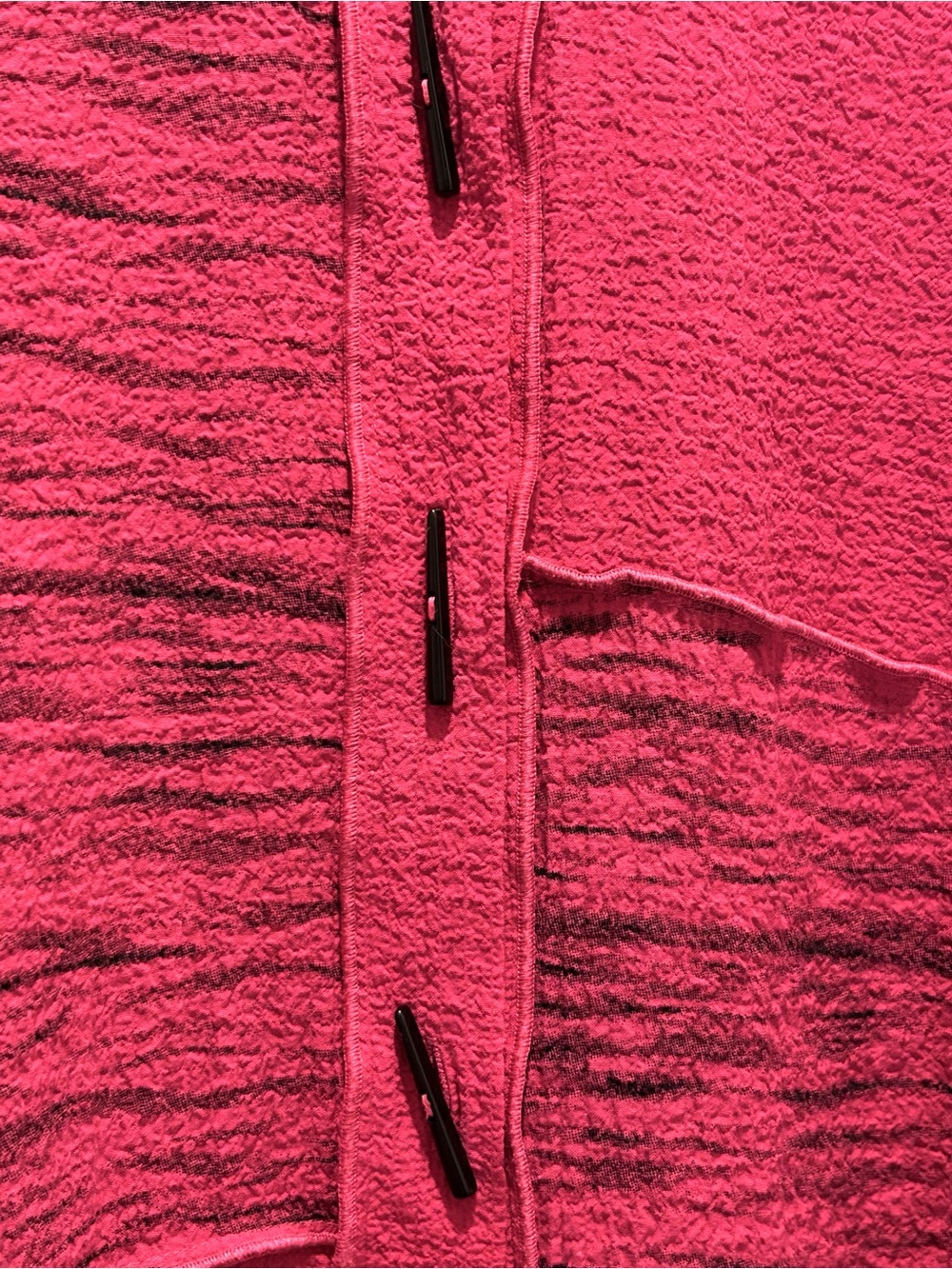 Ali Miles Fuchsia & Black Lagenlook Button-up Tunic w/ 3/4 Sleeves - Size 2X - Picture 6 of 9